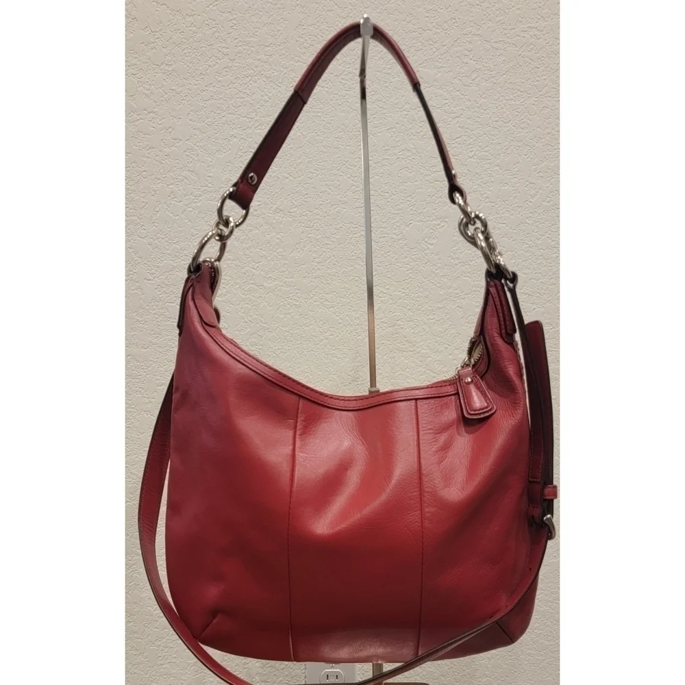 Coach Woven Leather Shoulder Bag with Detachable Crossbody Strap